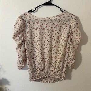 Floral Print Women's Top - Cream and Red